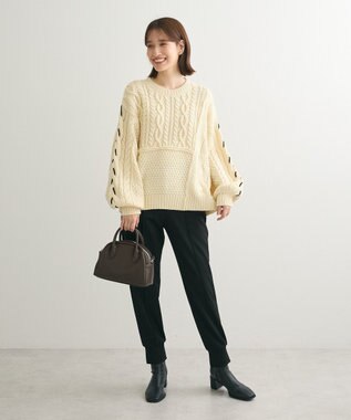 Green Parks 変形ケーブルニットプルオーバー Ivory