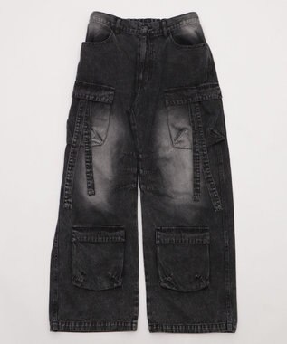 WEGO イージーマルチポケットデニムカーゴ デニムブラックソノタ
