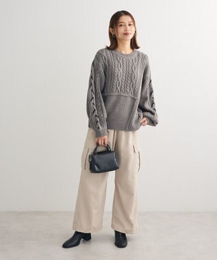 Green Parks 変形ケーブルニットプルオーバー Gray