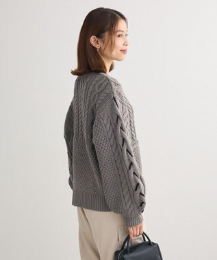 Green Parks 変形ケーブルニットプルオーバー Gray