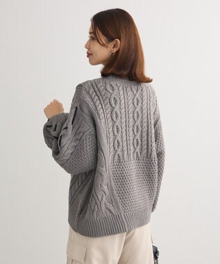 Green Parks 変形ケーブルニットプルオーバー Gray