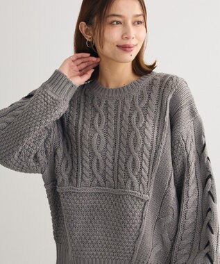 Green Parks 変形ケーブルニットプルオーバー Gray