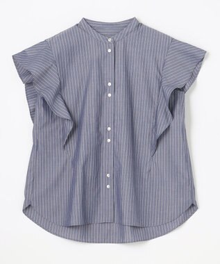 ANY 【UVカット/吸水速乾/抗菌防臭】エニィファンクション 袖フレアブラウス ネイビーストライプ