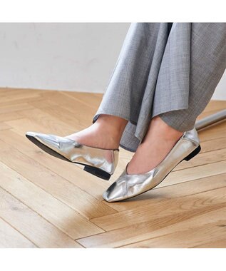 MODE ET JACOMO <carino>スクエアトゥバレエシューズ シルバー