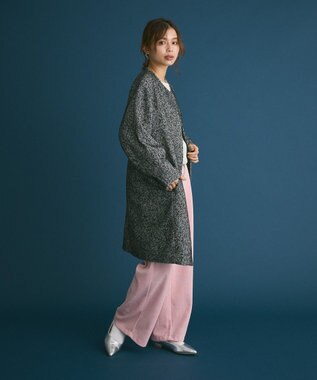 Green Parks ヘリンボーンノーカラーコート Herringbone