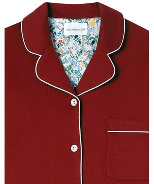 une nana cool 【綿100%】60/1 シルケットスムース 長袖開襟 MADE WITH LIBERTY FABRIC エンジ