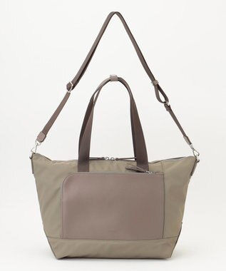 Y'SACCS ナイロン×リサイクルレザー　コンビマルチトート グレージュ