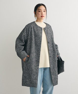 Green Parks ヘリンボーンノーカラーコート Herringbone