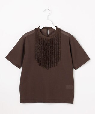 自由区 S シアーフリルジャージー カットソー ダークブラウン