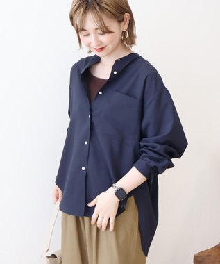 AMERICAN HOLIC 金ボタンバックシャンロングシャツ Navy