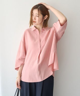 YECCA VECCA バルーン袖スキッパーシャツ Pink