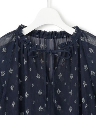 23区 【SLOW/一部店舗限定】クレープ フラワープリント ワンピース ネイビー系5
