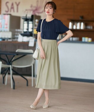 Tiaclasse L 【セットアップ対応・洗える】シアーチェックフレアスカート ミント