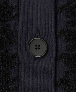 ICB L 【洗える】ハウンドトゥースパターン Vネックカーディガン ネイビー系