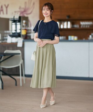 Tiaclasse L 【セットアップ対応・洗える】シアーチェックフレアスカート ミント