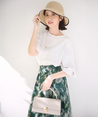 ANY SIS 【UVカット・洗える】リボンブレード ハット アイボリーベージュ×ネイビー