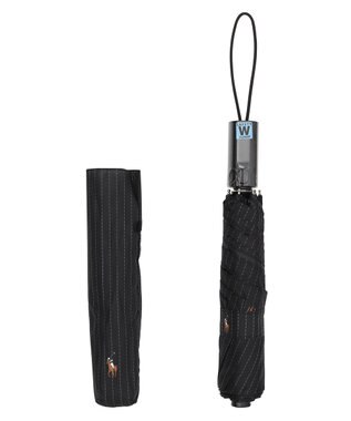 MOONBAT 【自動開閉】POLO RALPH LAUREN 折りたたみ傘  メンズ ストライプ ワンポイント刺繍 大きめ60cm ブラック