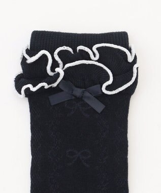 ANY KIDS リボンジャガード　ハイソックス ネイビー