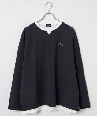 WEGO 【2点SET】アンサンブルキーネックプルオーバー ダークグレー