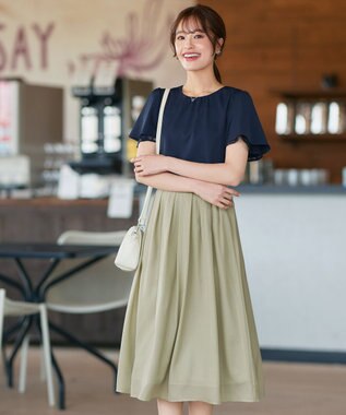 Tiaclasse L 【セットアップ対応・洗える】シアーチェックフレアスカート ミント