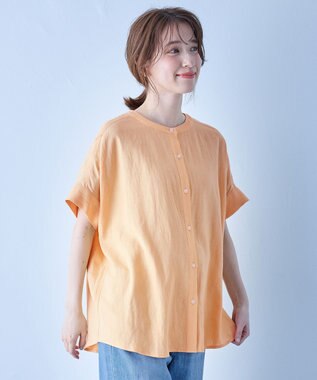 ANY フレンチリネンシャツブラウス オレンジ