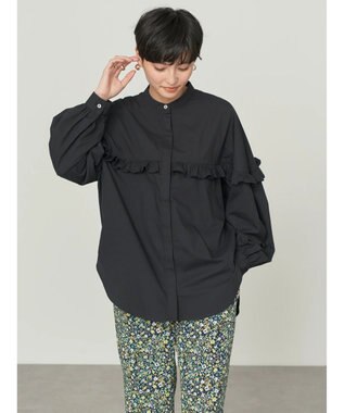 AMERICAN HOLIC フリルバンドカラーシャツ Black