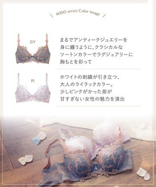 Wing ブラジャー ふっくら、まる胸メイク 背中すっきり 【4000シリーズ】 ブラ PB4000 ウイング／ワコール グレー