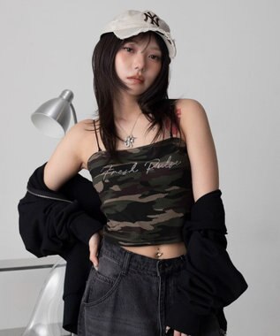 WEGO グラフィックカップインショートキャミ 柄1
