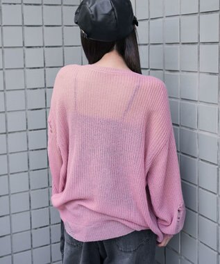WEGO モヘアタッチスターBIGニット ピンク