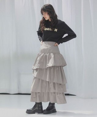 Green Parks ・ＥＬＥＮＣＡＲＥ　ＤＵＥ　ランダムティアードスカート Gray Beige