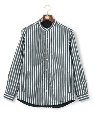 J.PRESS MEN バンドカラーリバーシブル シャツ ダークグリーン系