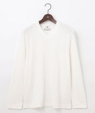 JOSEPH ABBOUD 【サスティナブル素材/柔らかな肌触り/ジャパンファブリック】 コットンラフィー Vネック Ｔシャツ ホワイト系