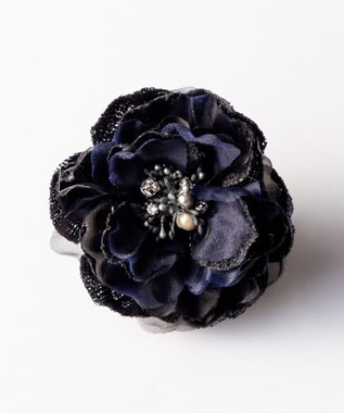 J.PRESS LADIES ツイード コサージュ ネイビーミックス系