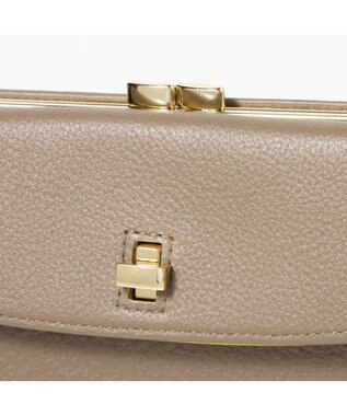 UNBILLION perche カラーコンビレザーかぶせ外がま口長財布 オーク