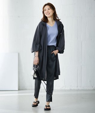 ICB 【撥水加工】シアーナイロンタフタ フーデットコート チャコール系