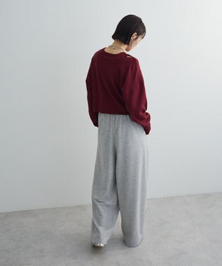 Green Parks フラワーくり抜き刺繍スウェットワイドパンツ Gray Mixture