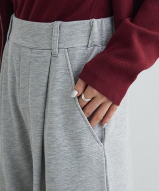 Green Parks フラワーくり抜き刺繍スウェットワイドパンツ Gray Mixture