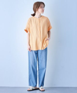 ANY フレンチリネンシャツブラウス オレンジ