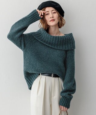 【洗える】エアリーベビーアルパカ ボリュームカラー ニット