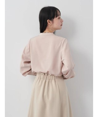 earth music&ecology バンドカラーブラウス Pink Beige