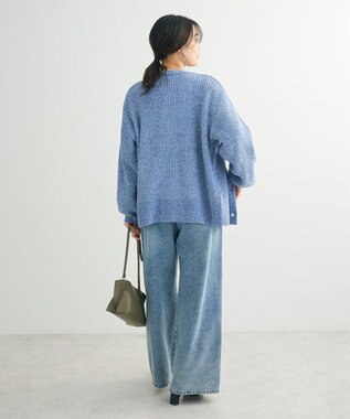 Green Parks ベロアモールＶネックカーディガン Sax