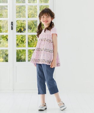 組曲 KIDS 【150-160㎝】ティアードフラワー チュニック ピンク