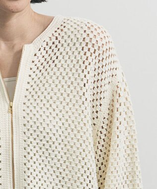 UNFILO クロシェレースニット ZIPカーディガン エクリュ