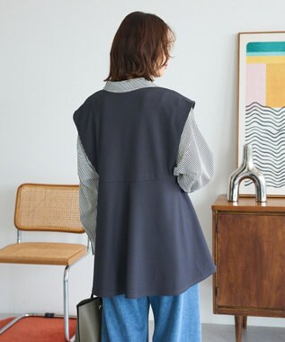 Green Parks リップルフレアベスト Charcoal Gray