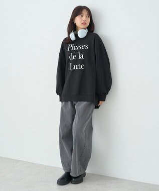 earth music&ecology Ｐｈａｓｅｓ　ｄｅ　ｌａ　Ｌｕｎｅルーズスウェット Black