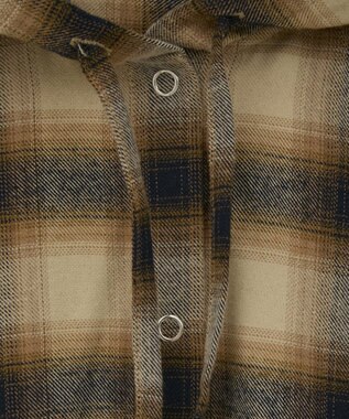 Green Parks ネルチェックフードシャツ Beige