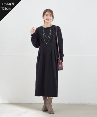 Tiaclasse 【吸水発熱 / 静電気防止】ポンチタックワンピース ブラック