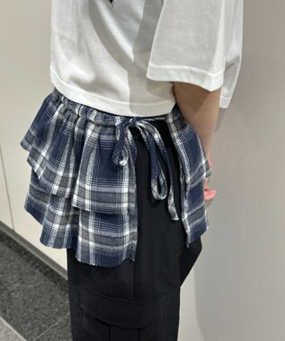 WEGO チェックラップスカート ネイビー