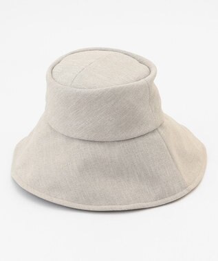 自由区 【洗える】フェイクリネンワイドブリム ハット シャンブレーブラウン