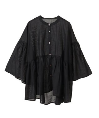 earth music&ecology コットンボイルギャザーシャツ Black